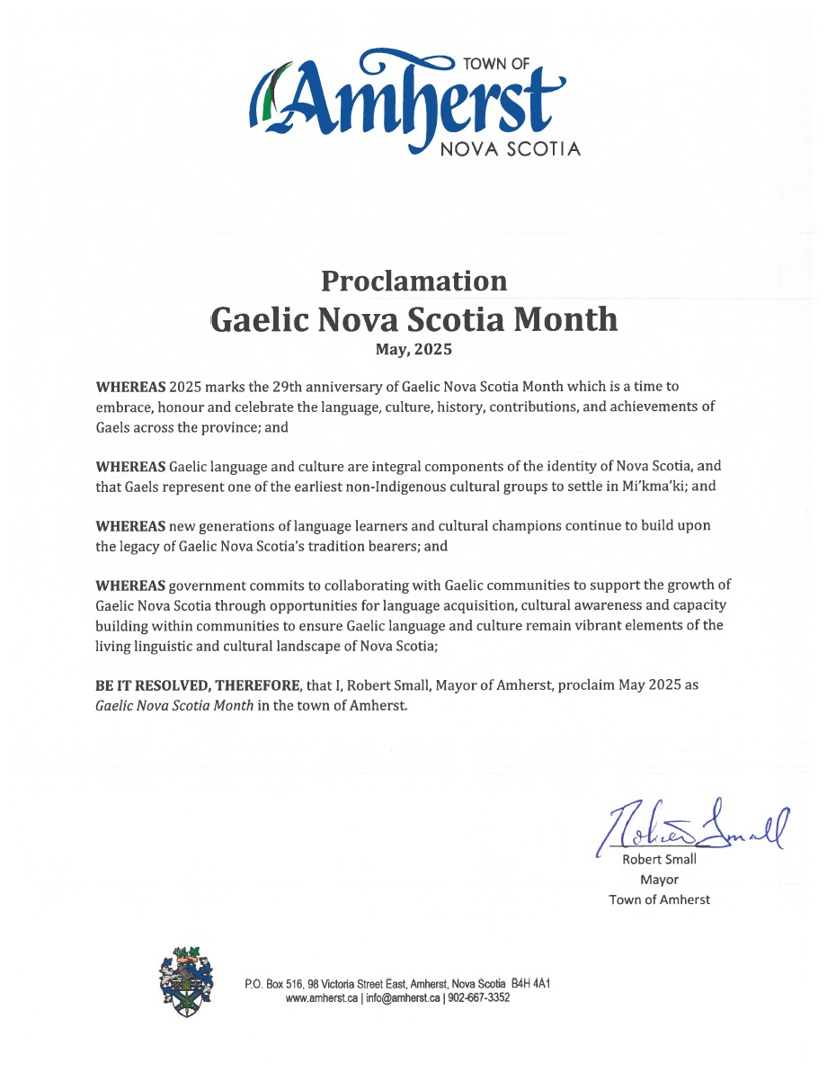 Gaelic Month Nova Scotia Proclamation 2025 SIGNED