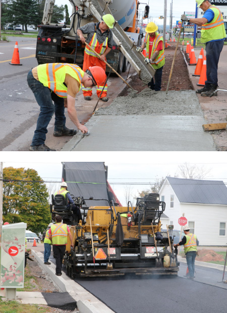 paving roads and sidewalks
